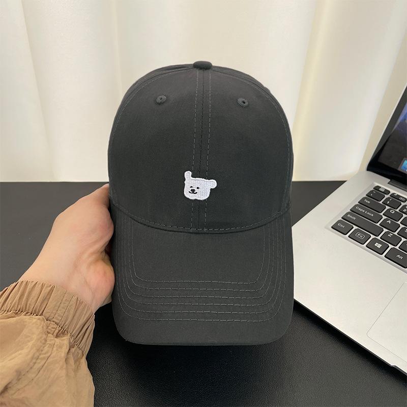 Puppy Embroidered Baseball Cap Women's Four Seasons Versatile Wide Brim Soft Top Cap Show Face Little Couple Tide Sun Hat