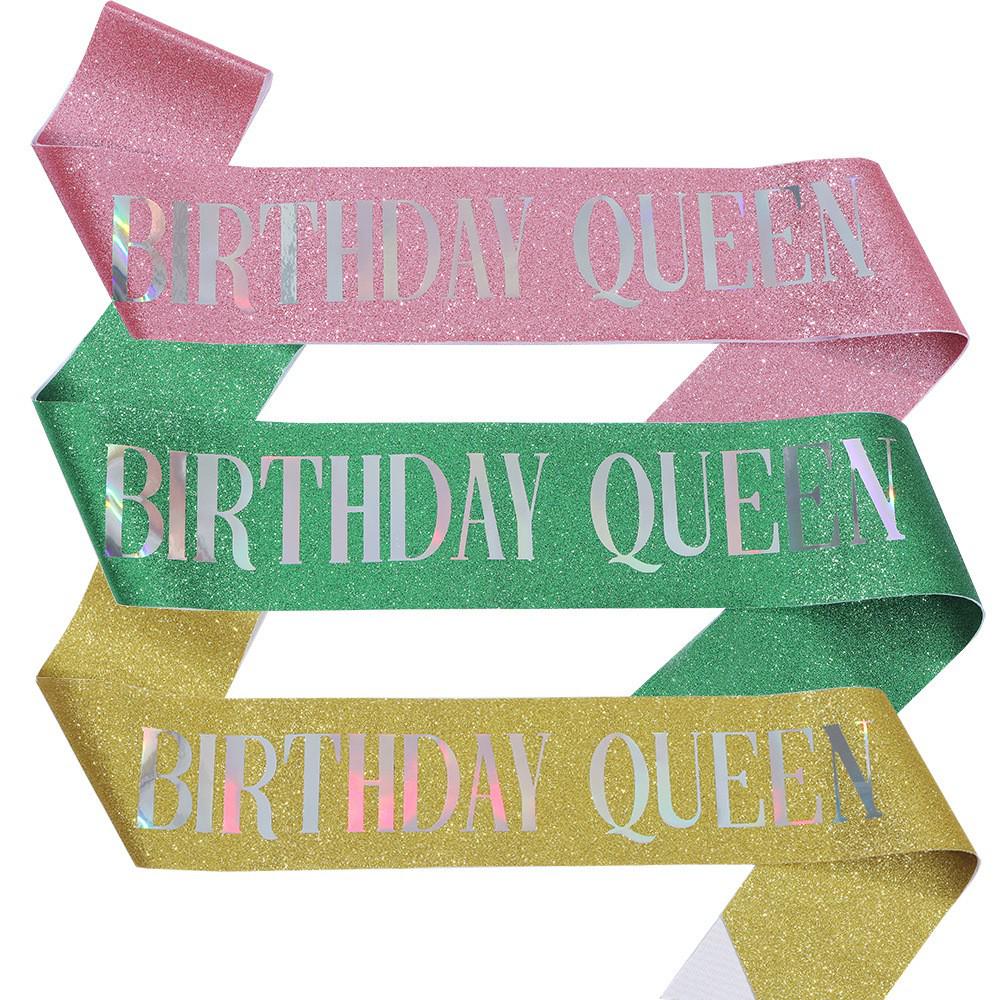 European & American Glitter Princess Birthday Sash for Girls