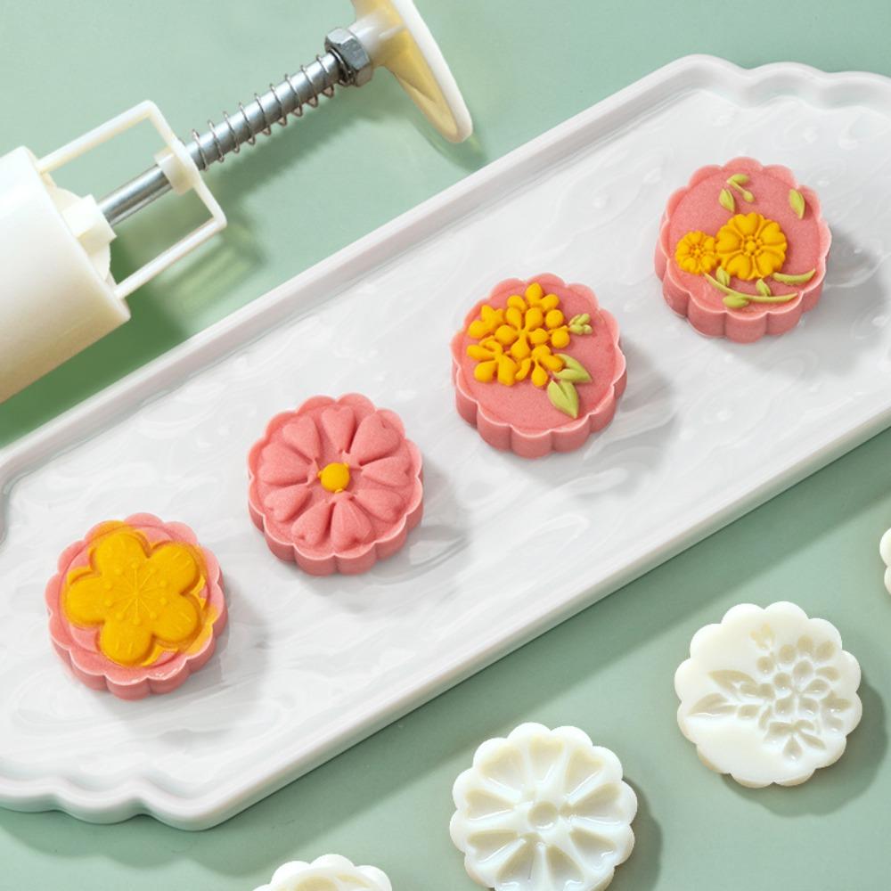 Hand Pressed Mooncake Mold Flower Shape DIY Baking Tool for Snow Skin Mung Bean Cake Making Kitchen Pastry Supplies