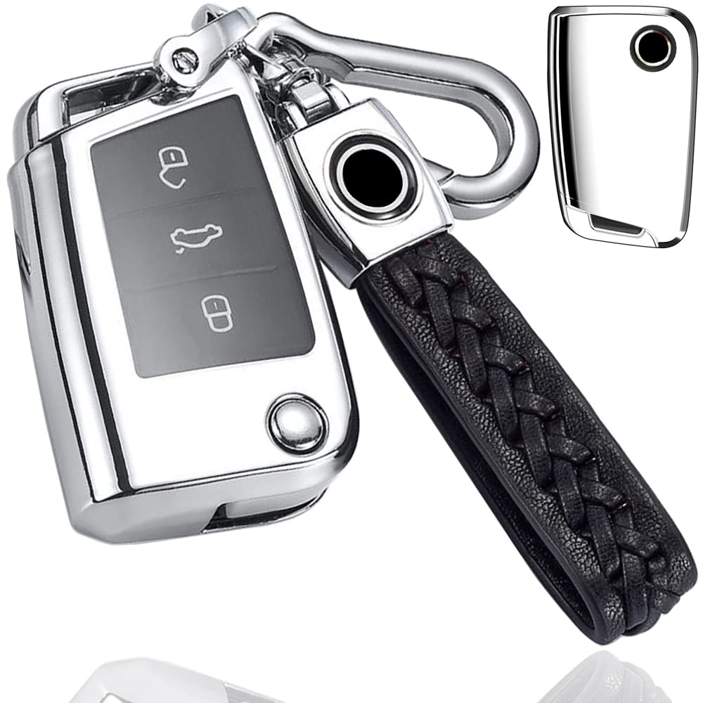 

Специальный чехол для ключа VW Volkswagen Брелок из натуральной кожи Жук Golf Golf Polo Polo Passat Tiguan Touareg Чехол для ключа Тип B (Серебряный, Набор)