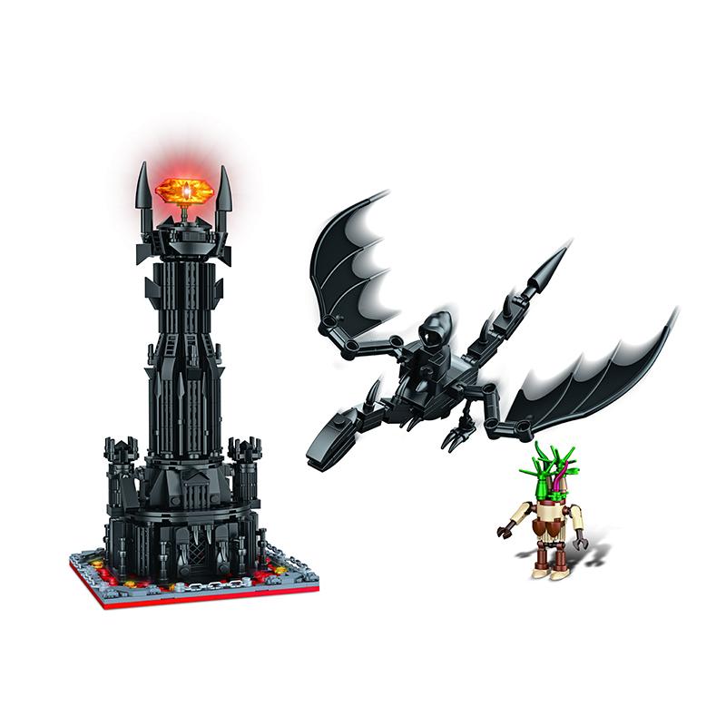 Hot Classic Movie The Ring Building Blocks Barad Demons Dark Tower Castle Model Brick Fell Beast Dragon Toys Kids Birthday Gifts