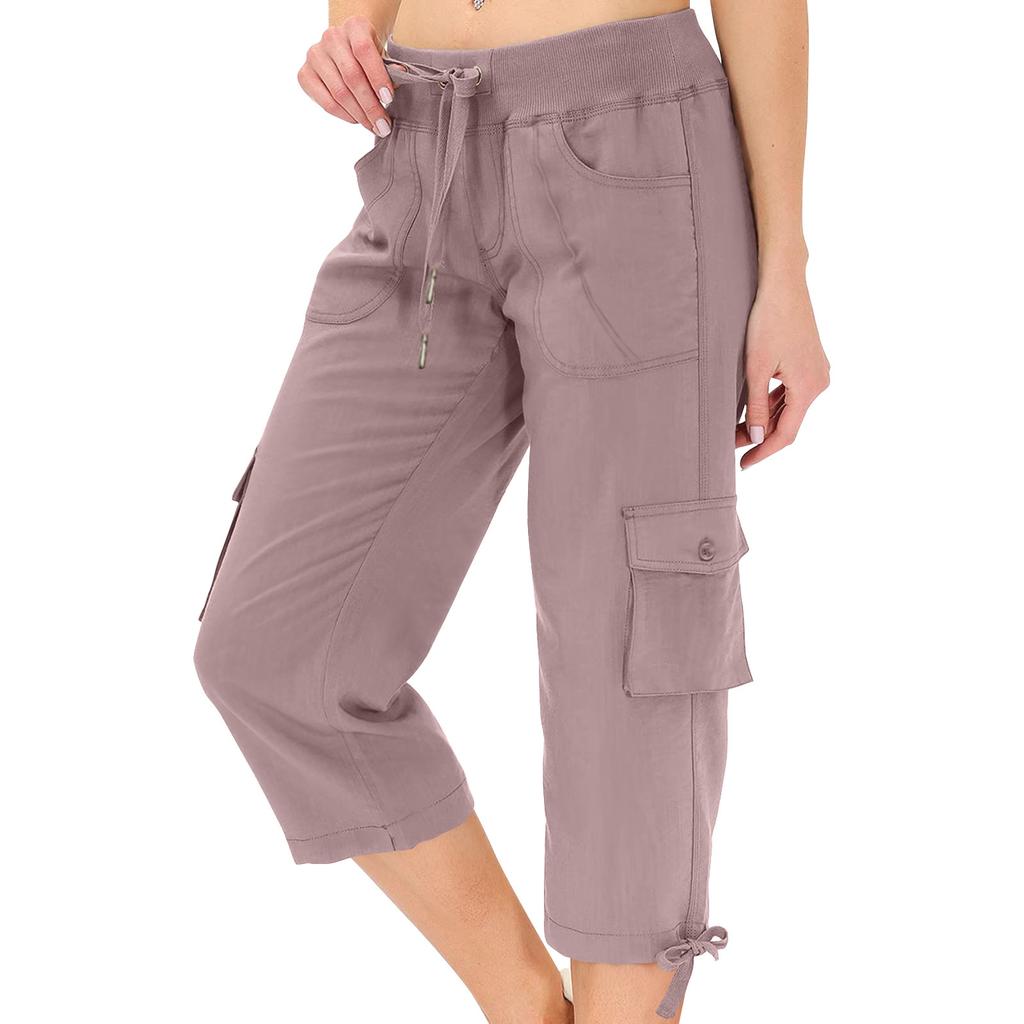 Womens Capris With Pockets Loose Fit Casual  Pants Dressy Lightweight Ladies Baggy Cargo Pants For Hiking