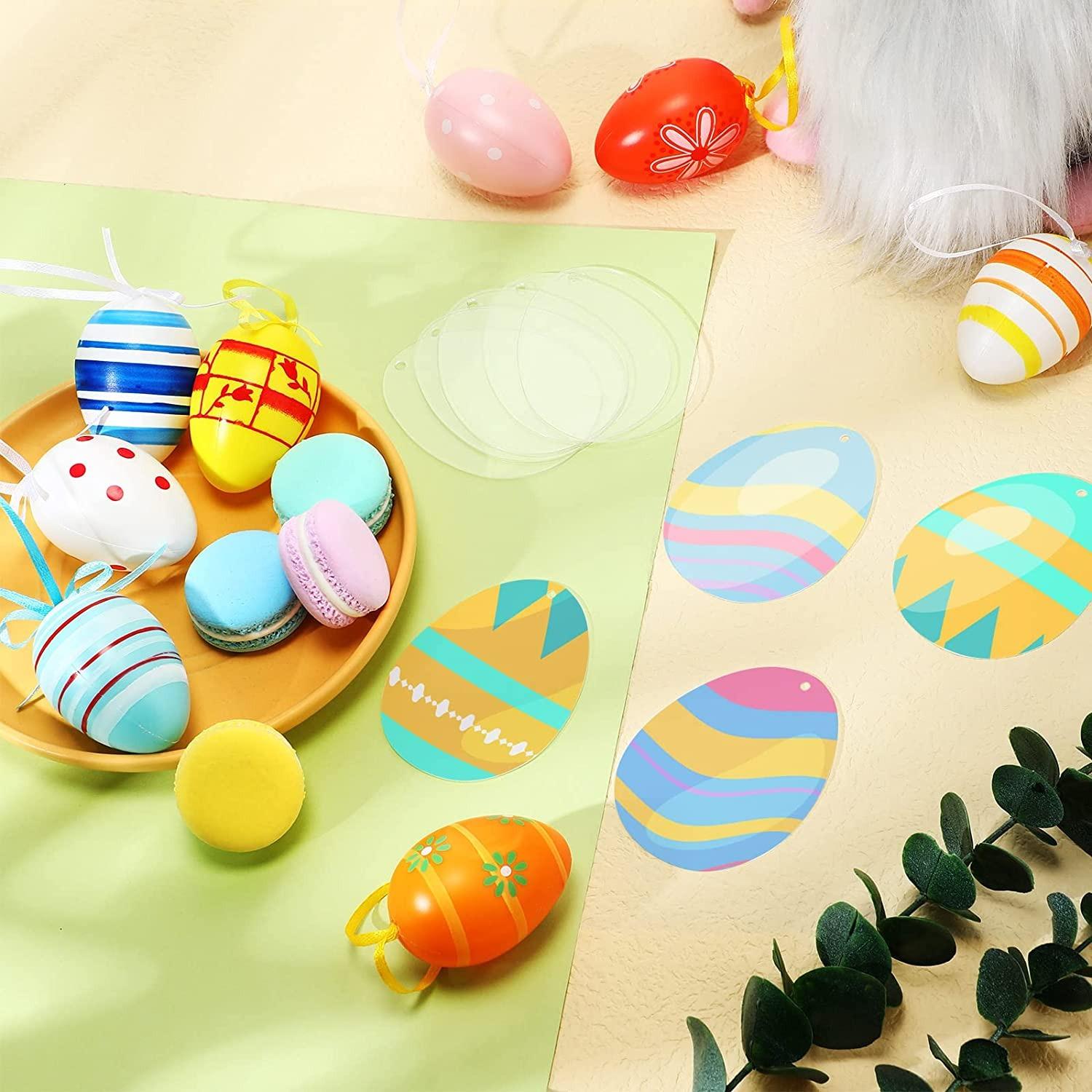 

Blank Acrylic Name Easter Egg Gift Tag,Name Tag,Happy Easter,Easter Tag with Hole Tree Pendant for Easter Party Hanging Decor 25PCS
