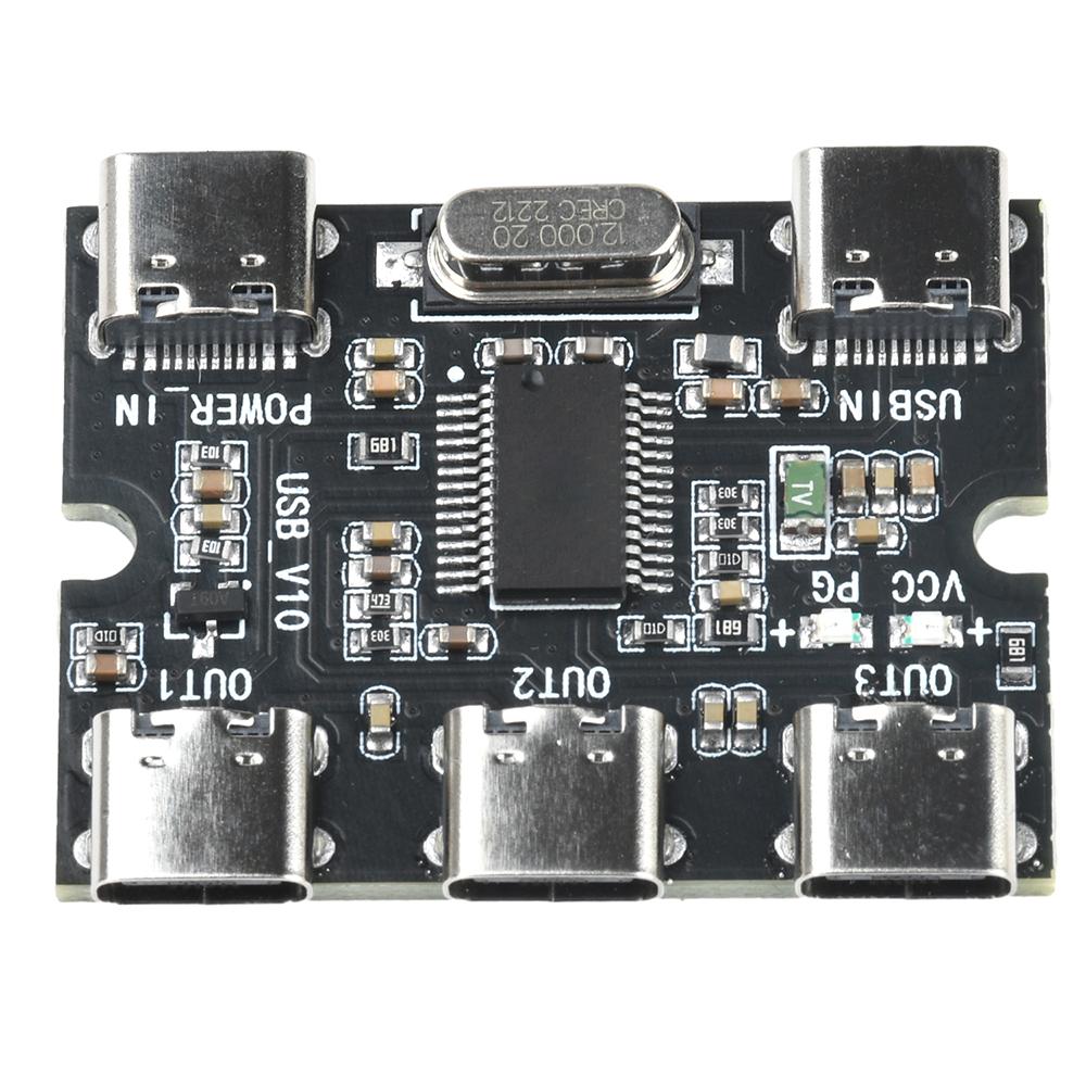 USB-Erweiterungsplatine Hub 1 Eingang 3 Ausgänge Erweiterungsmodul für Raspberry Pi 4/5 Generation USB-HUB 1 zu 3 Stromverteiler Typ-C