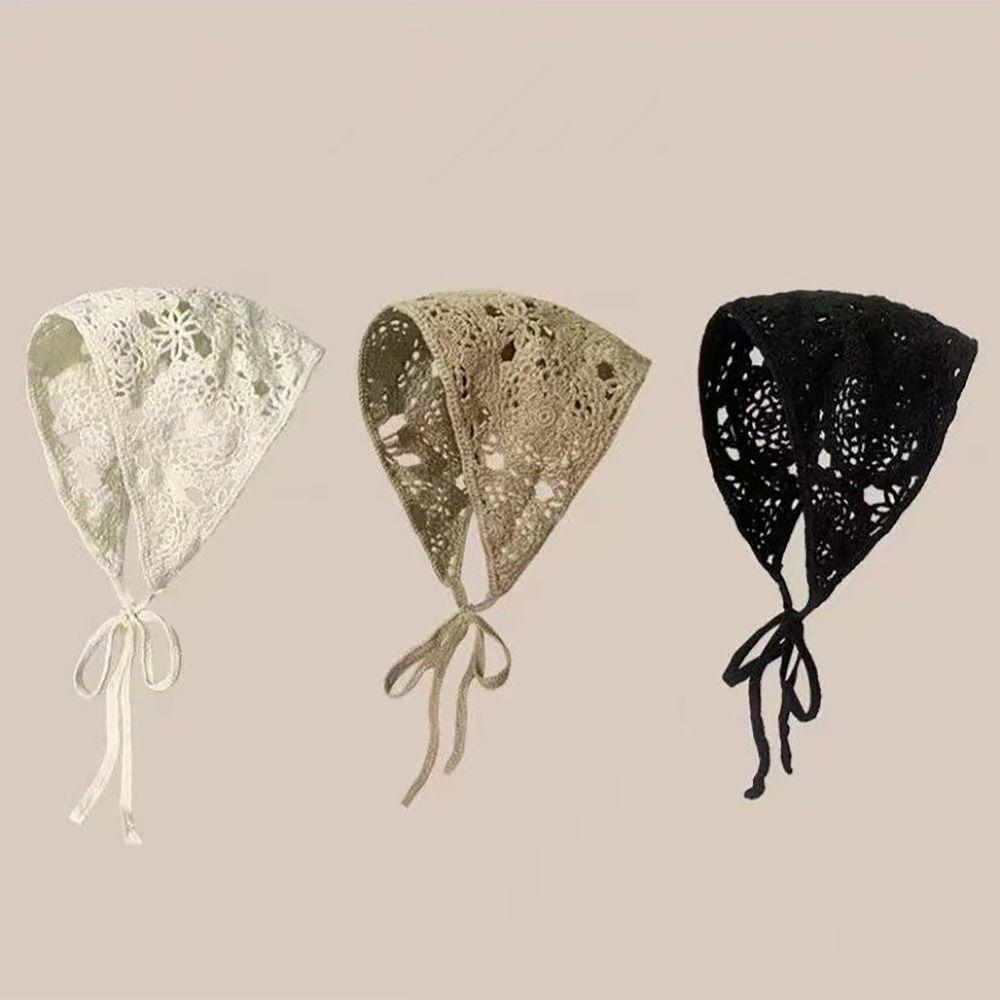 Süßes Französisches Pastorales Stil Dreieck Stirnband Gestrickt Handgefertigt Gehäkelt Kopftuch Hut Kleine Blume Stirnband Handtuch Frühling Sommer