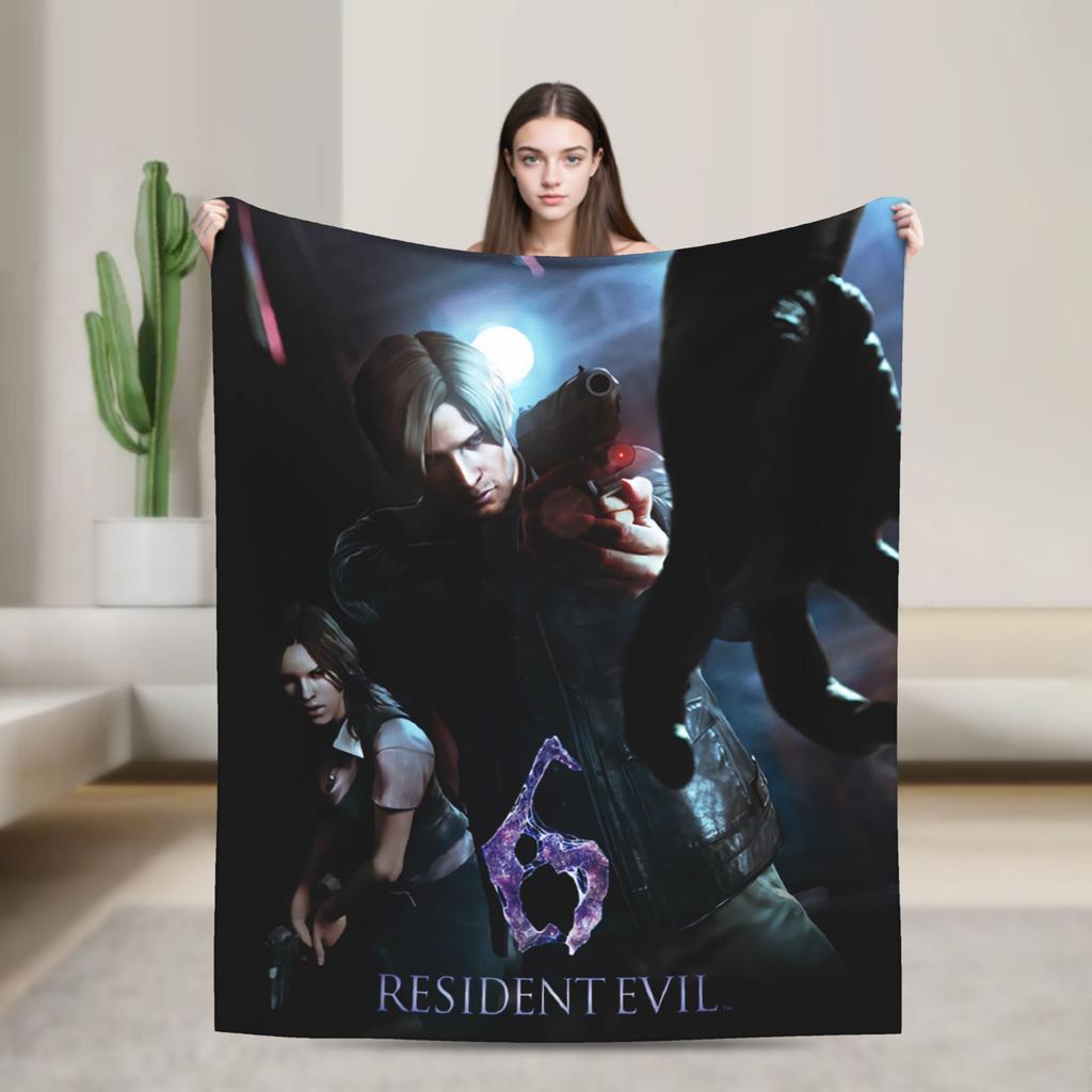 Resident Evil 6 Characters Blanket Soft Warm Pattern Plush Throw Blanket For Kids Living Room Flannel Bedspread Bed Cover