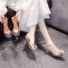 Fashion Crystal Butterfly Clear Pumps Woman Sandalias Glass High Heels Shoes Women 2025 Pointed Toe Transparent Talons Plus Size 40-43