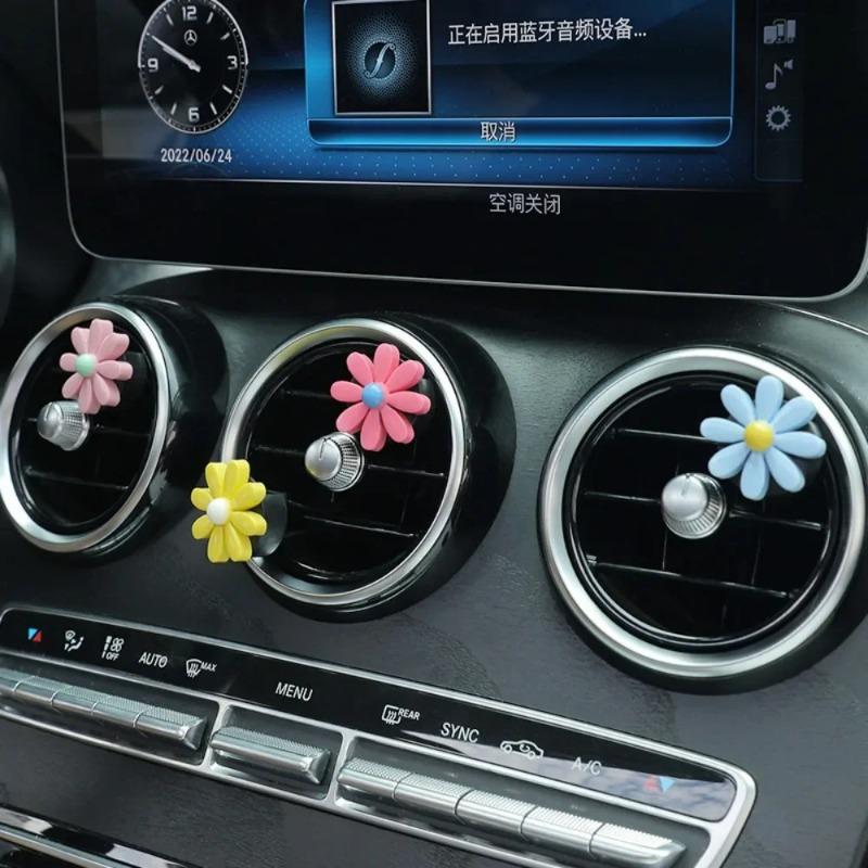 Cute Flower Aromatherapy Car Air Outlet Decoration Perfume Clip Air Freshener Colorful Flora Decor Auto Accessories
