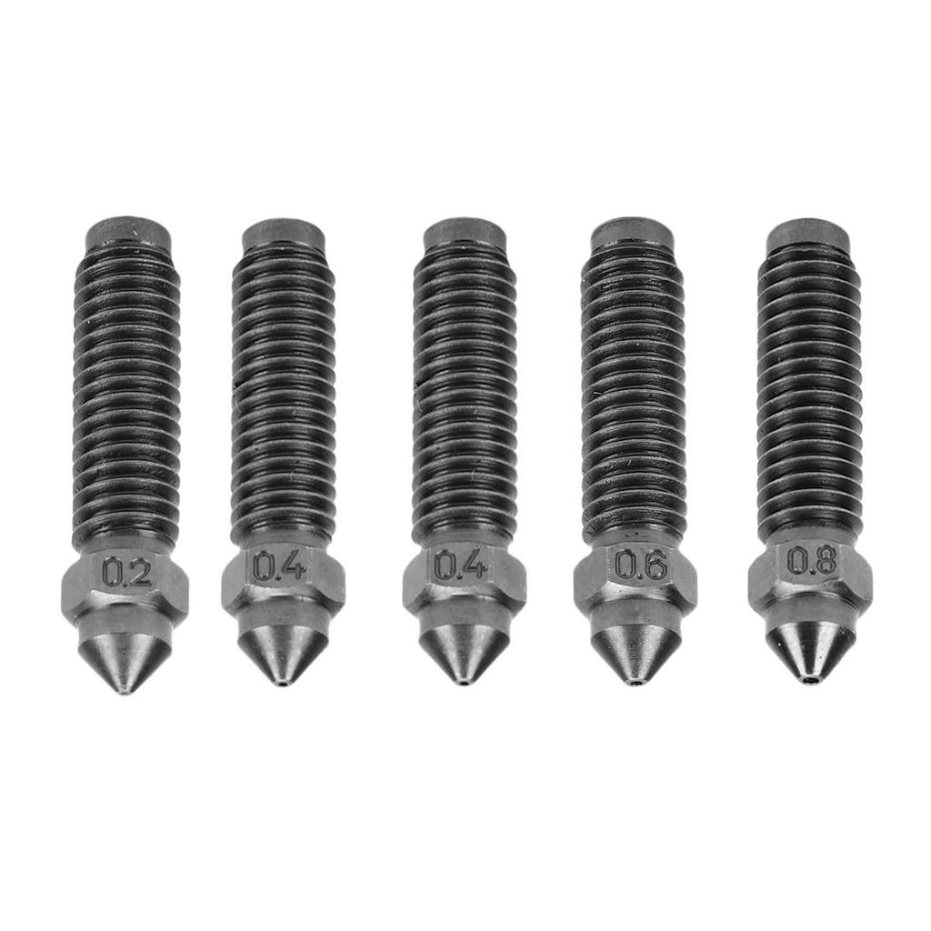 5Pcs 3D Printer Nozzle Set Replacement for Centauri Carbon Hardened Steel M6x27MM 3D Printer Nozzle 0.2MM 0.6MM 0.8MM