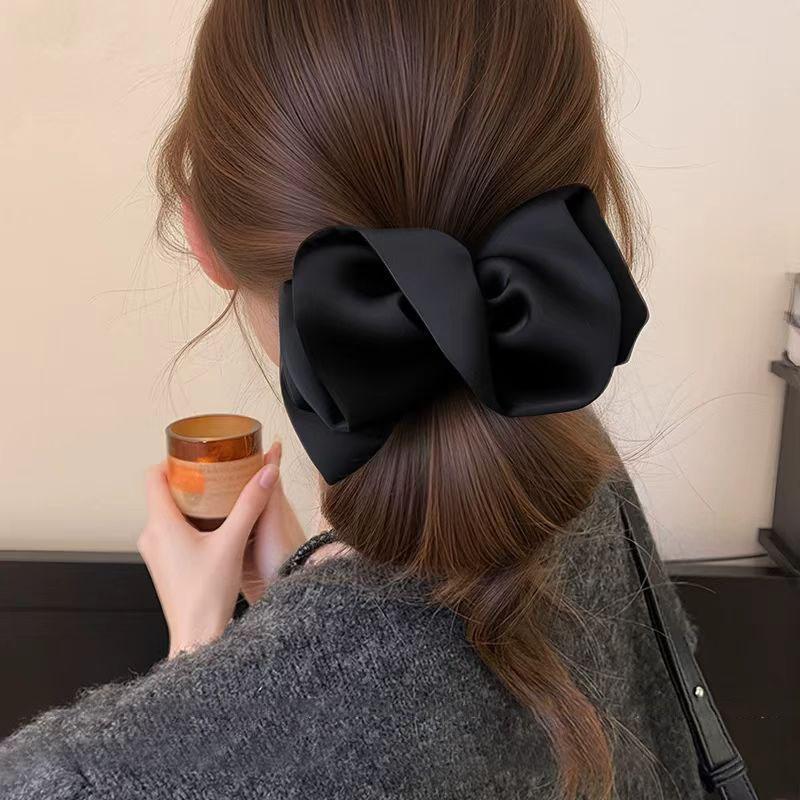 Korean Stain Bow Large Hairpins Elegant Ponytail Clamp Hair Clip Barrettes Hairgrip for Women Hair Accessories Ornament Headwear