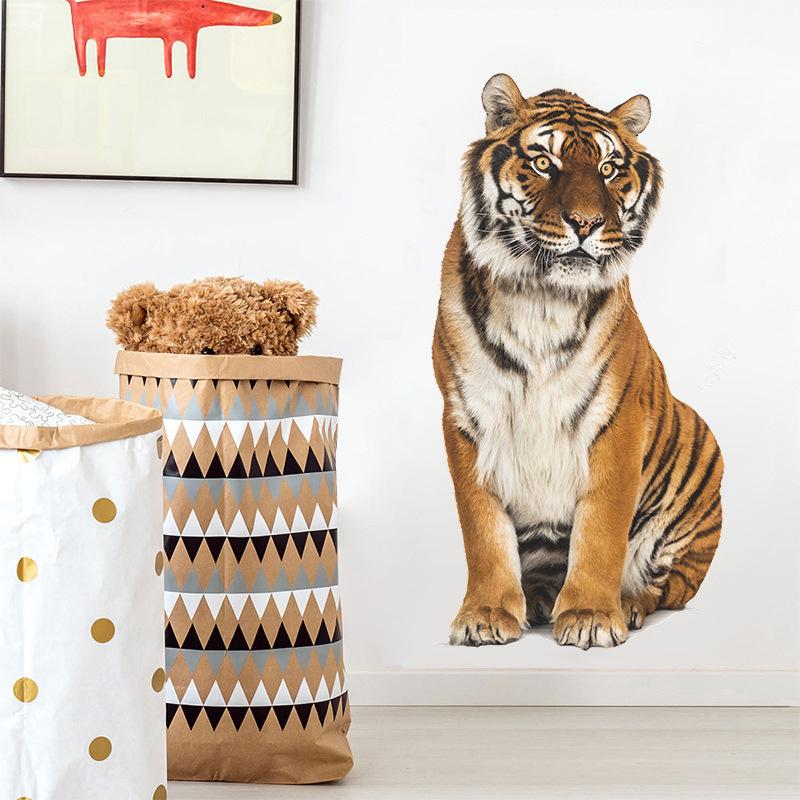Realistic Tiger Wall Stickers For Kids Room Background Home Decor Living Room Kids Room Bedroom Decoration Wall Decals