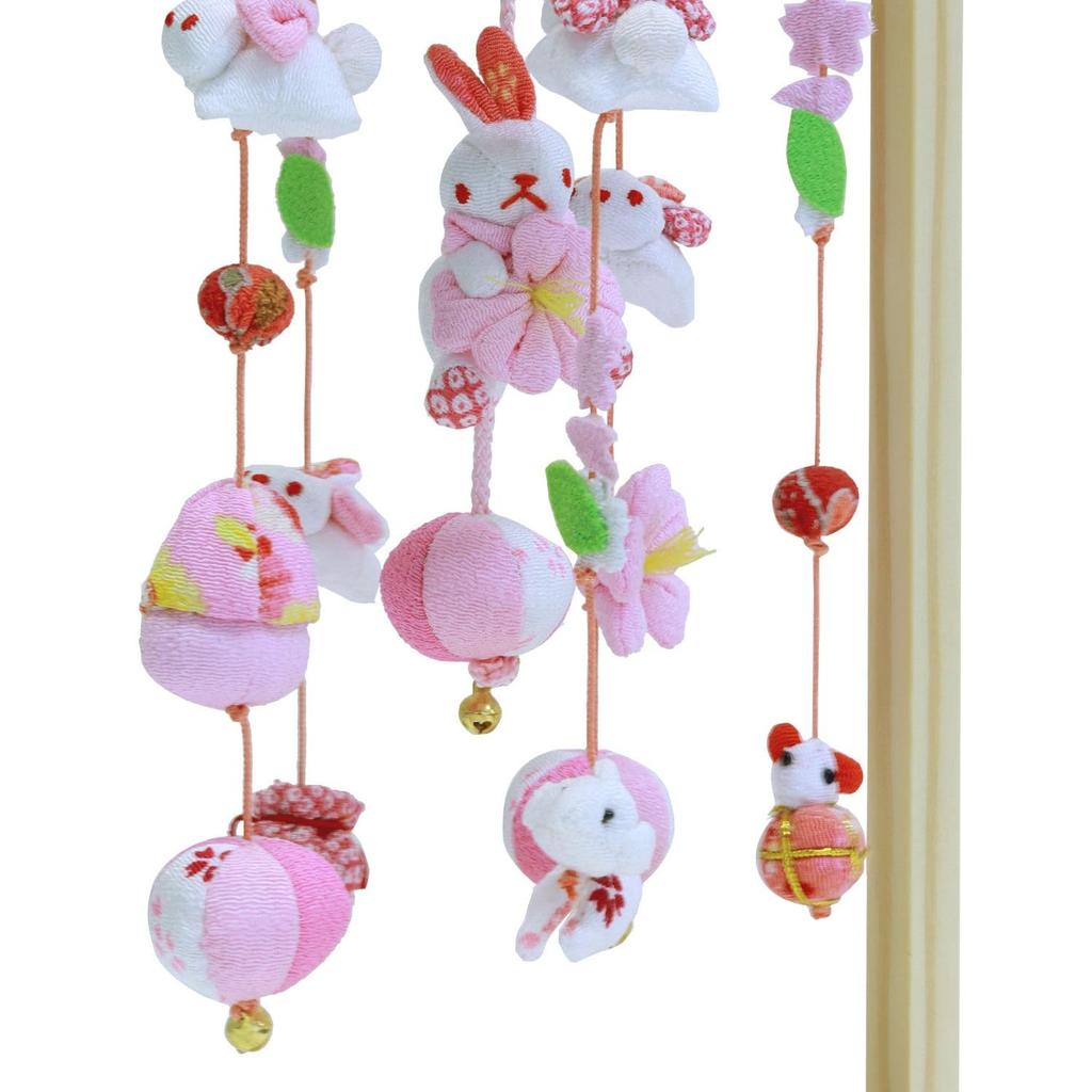 Hanging Hina Doll Small Rabbit Wood Grain 40cm with Display Stand Decoration, Design, Stand, Tall,