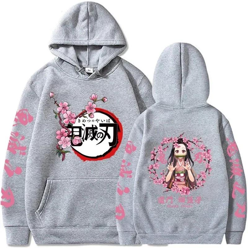 Popular Demon Slayer Print Hoodie Men Women Casual Harajuku Fashion O-Neck Long Sleeve Pullover Autumn Winter Fleece Sweatshirts