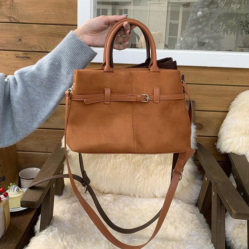 New Autumn and Winter Retro Frosted Suede Versatile One-shoulder Cross-span Bag Commuting Versatile Portable Ladies Bag Trend