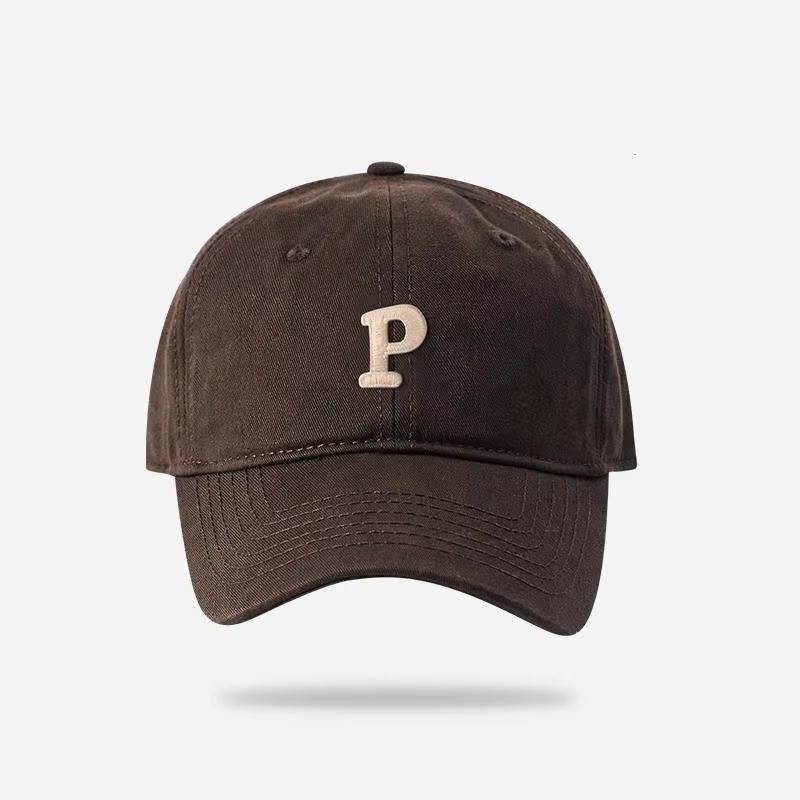 

Хлопковая бейсболка с буквой P для женщин и мужчин, однотонная кепка-снэпбек с козырьком, для активного отдыха и защиты от солнца, папина кепка-тракер с козырьком кофейный