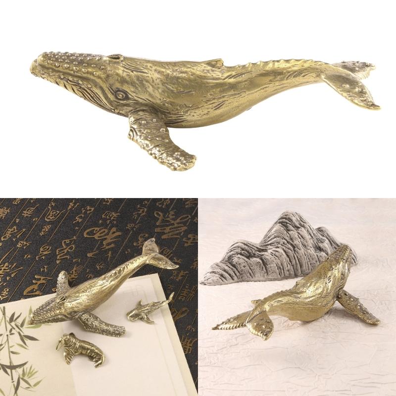 Metal Animal Statues Figurines Retro Whale Statue Figurines Sculptures Tabletop Centerpieces Home Decors Collectibles