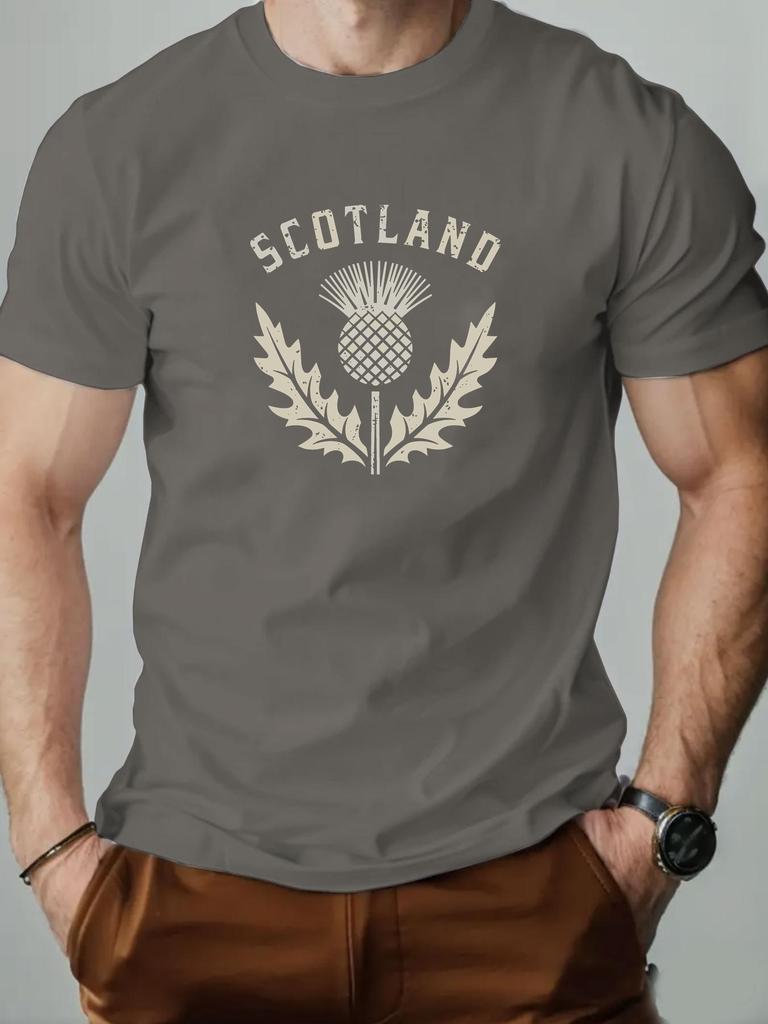 Mens Cotton TShirt Scottish Thistle Summer Round Neck Short Sleeve Graphic Breathable Fashion Casual TShirt