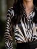 2026 Spring/Autumn Casual Loose Zebra Print Button-Up Shirt for Women
