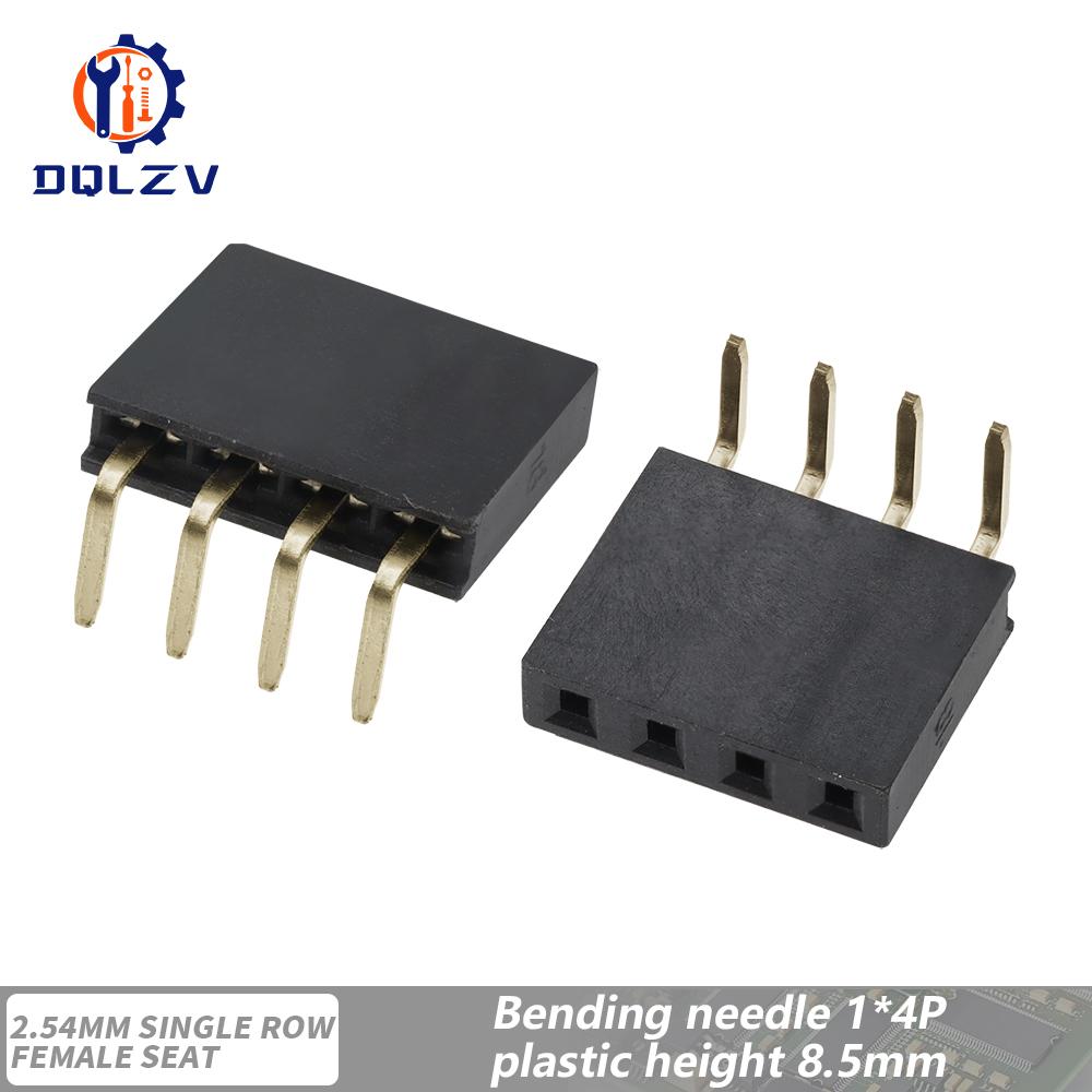 2.54mm Single Row Female Right Angle Pin Header Socket 1*2/3/4/5/6/7/8/9/10/20/40Pin Connector For Arduino