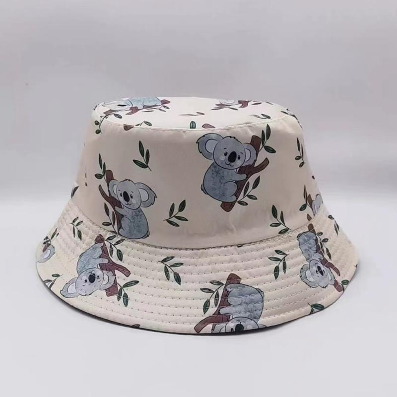 Sommer Sonnenhut Beidseitig tragbar Tierdruck Fischerhut für Männer Frauen Baumwolle Bob Panama Mädchen Strand Reise Outdoor Fischerhut