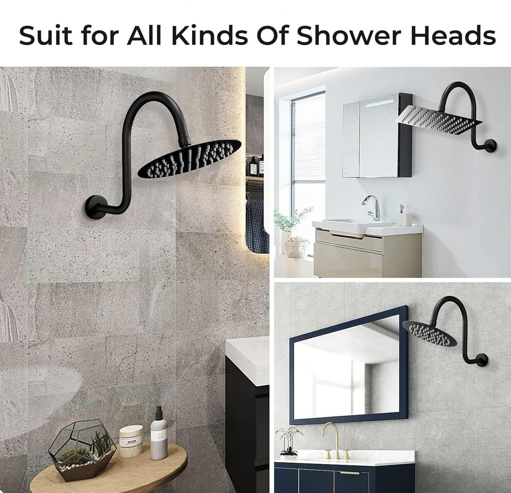 Duschkopf-Rohrverlängerungsarm Edelstahl S-förmiger Duscharm 10,5 Zoll lang Duschsteigrohr Duschenhöhenverlängerer