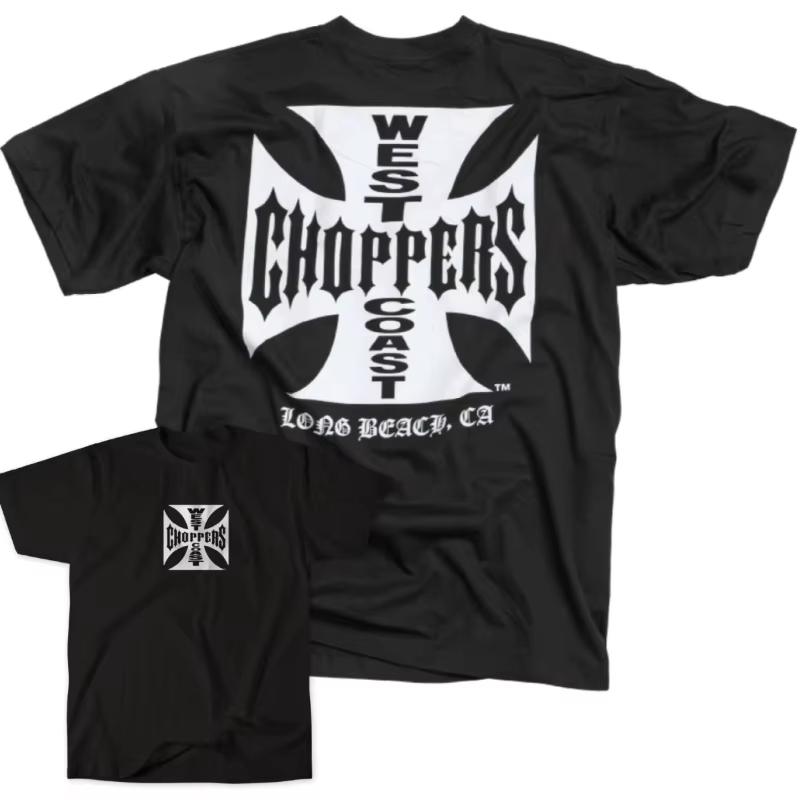 Vintage West Coast Choppers Black Vtwin Engine Slogan Biker Graphic Tee Cotton Unisexs Unisexs Tshirt Summer Streetwear