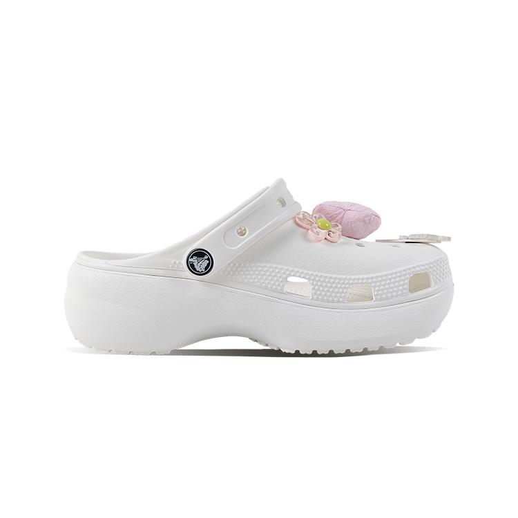 Crocs Classic Platform Clog EVA Question Cat Small Fresh Cute Cat Versatile Classic Cloud Doc Niche Hole Shoes Unisex White