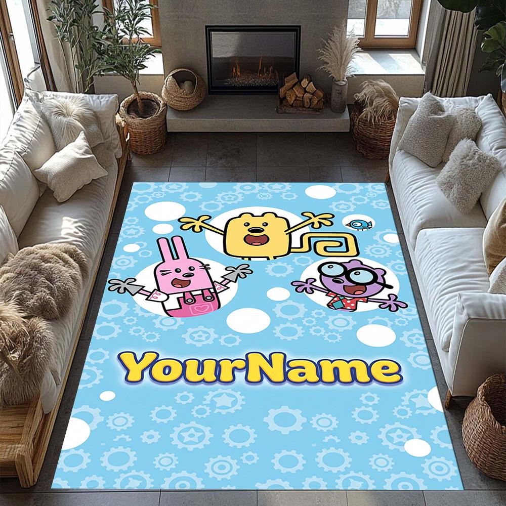 Wow! Wow! Wubbzy Personalized Name Floor Mat Design for Foyer Living Rooms Bedrooms Balcony Anti-slip Rug Decorate Offices