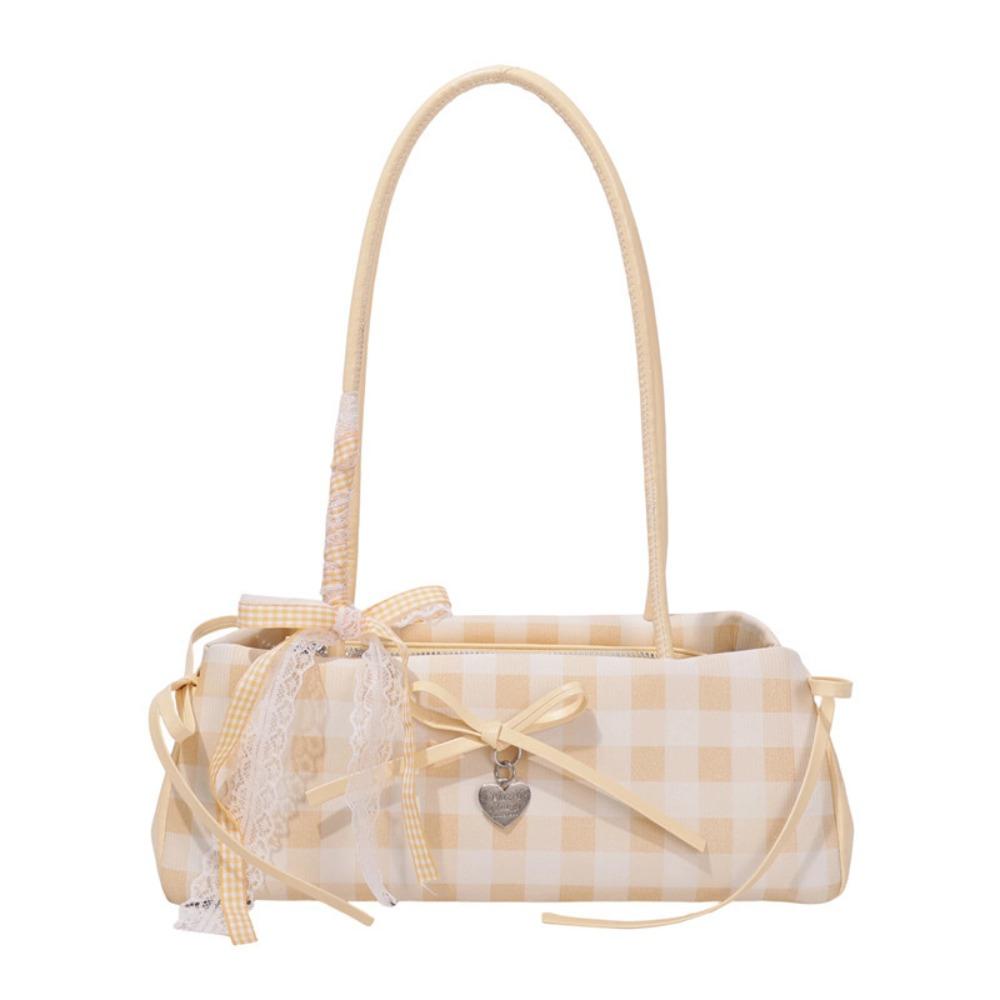 

Fashion Casual Drawstring Shoulder Bag Khaki Color Trendy Handbag Large Capacity Lightweight Tote Bag жёлтый