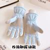 Cycling Gloves Women's Warm Thickened Velvet Anti-splashing Water Electric Vehicle Cold-proof Ski Gloves Women