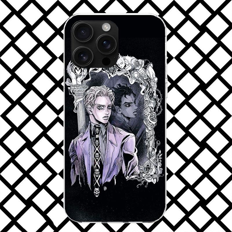 JoJo Kira Yoshikage Killer Queen Phone Case for iPhone 17 Air 16 16E 15 14 Plus 13 Mini 12 11 Pro Max 7 8 + SE 2020 Soft Cover F