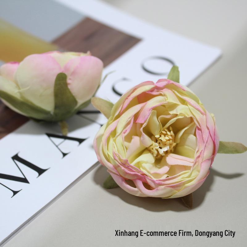 Rose & Camellia Bud Artificial Flowers DIY Hairpin Headwear for Weddings & Festivals
