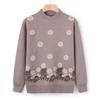 Mom Autumn Warm Sweater Elderly Autumn and Winter Integrated Fleece Knitted Sweater Grandma Fleece Thickened Casual Top