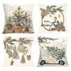 4pcs Rustic Christmas Throw Pillow Covers Winter Holiday Farmhouse Decorative Cushion Cases for Home Sofa Couch Christmas Deocr
