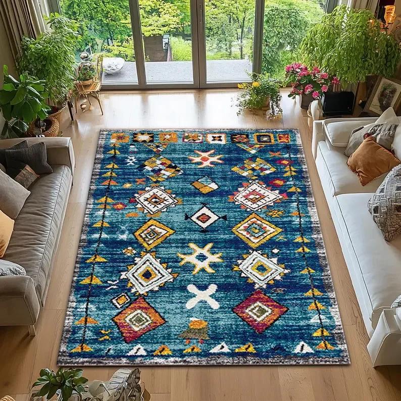 Persian Vintage Carpet Handmade Moroccan Rug Living Room Bedroom Decorative Floor Mat Non Slip Soft Rugs