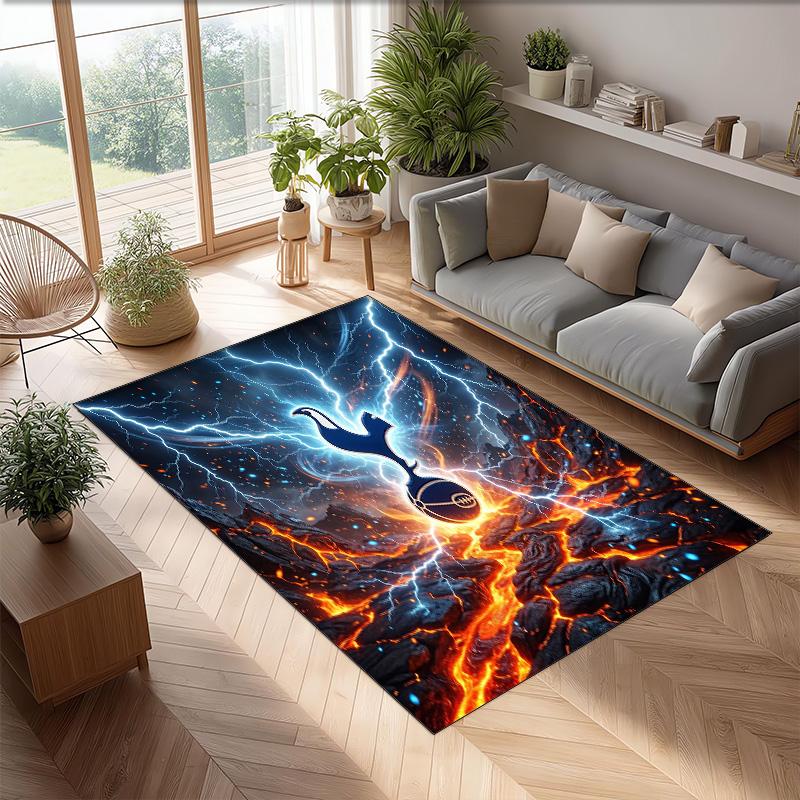 Tappeto in Flanella Stampato Tottenham Hotspur Antiscivolo Morbido Poliestere Tappeto per Pavimento Tappetino Decorativo per Interni per Camera da Letto Soggiorno Divano