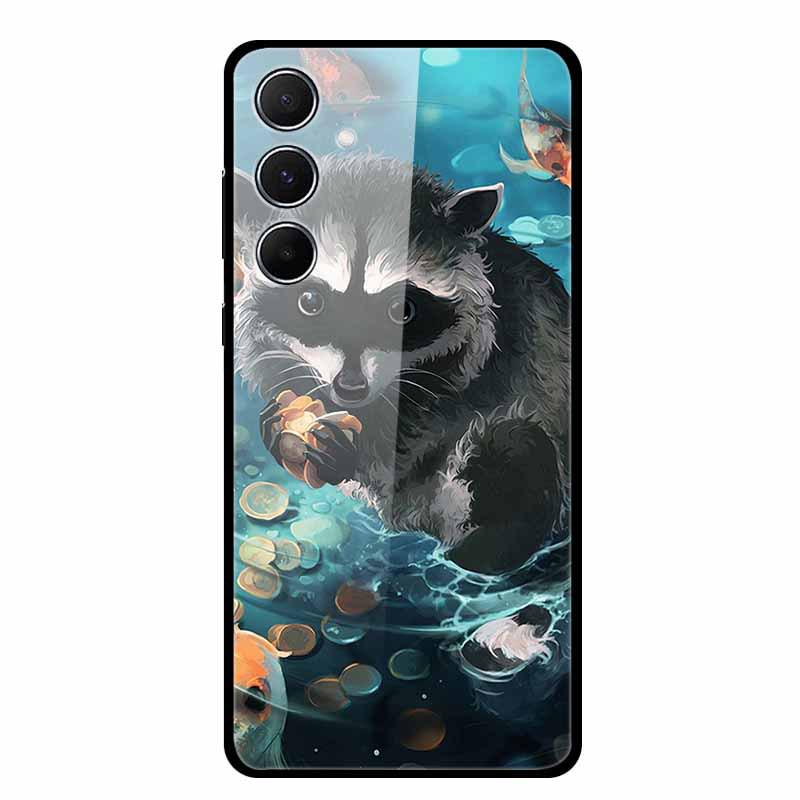 Kreative Landschaftsmalerei Gehärtetes Glas Handyhülle für Samsung A55 5G