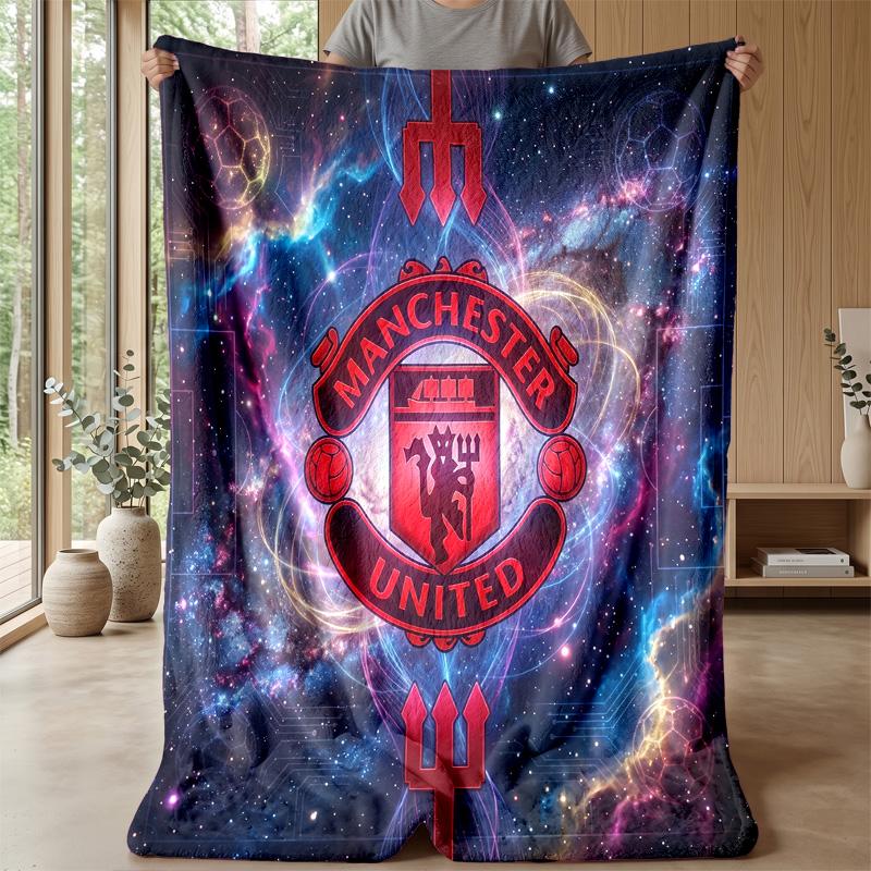 Manchester United Theme Blanket Soft Flannel Blanket Plush Throw Blanket Cozy Sofa Bed Blanket for Home Decor