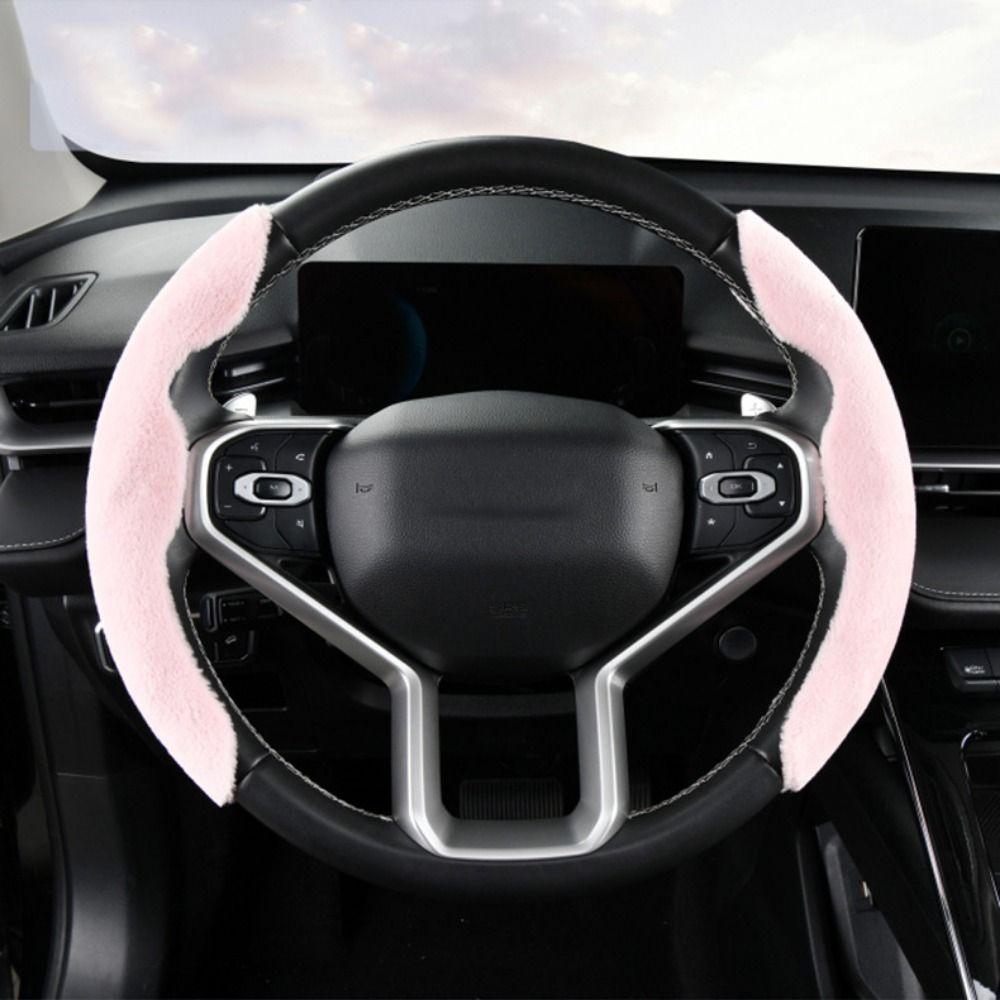 2Pcs Universal Auto Steering Cover Plush Steering Wheel Sleeve Car Steering Wheel Cover  General