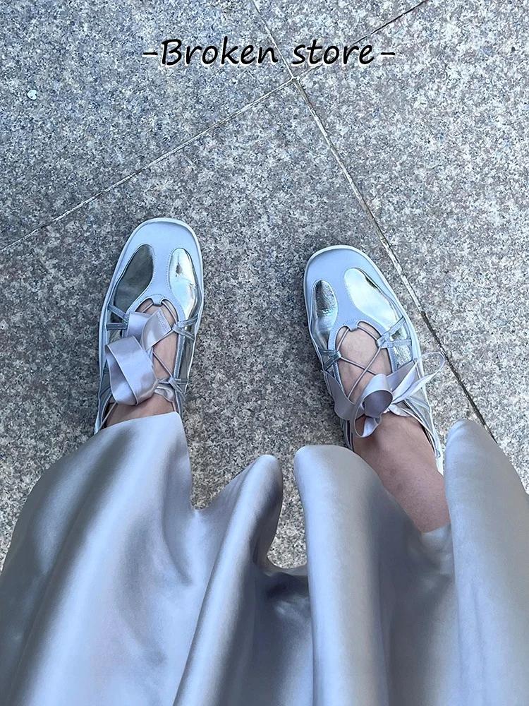 Ballet Sle Real Leather  Women's Increased Height Casual Function German Training oes with Ribbon Butterfl