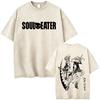 Washed Vintage Anime Soul Eater Maka Albarn Soul Evans Graphic Tshirt Mens Retro Manga T Shirts Men Cotton Oversized Tshirts