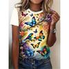 Tricou Albastru Fantasy pentru Femei - Grafică Fluture Strălucitor, Design Vibrant cu Imprimeu Iridiscent pentru Purtare Zilnică Casual