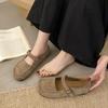 Retro square head shallow mouth single shoes women's spring new soft-soled shoes one-word buckle Mary Jane