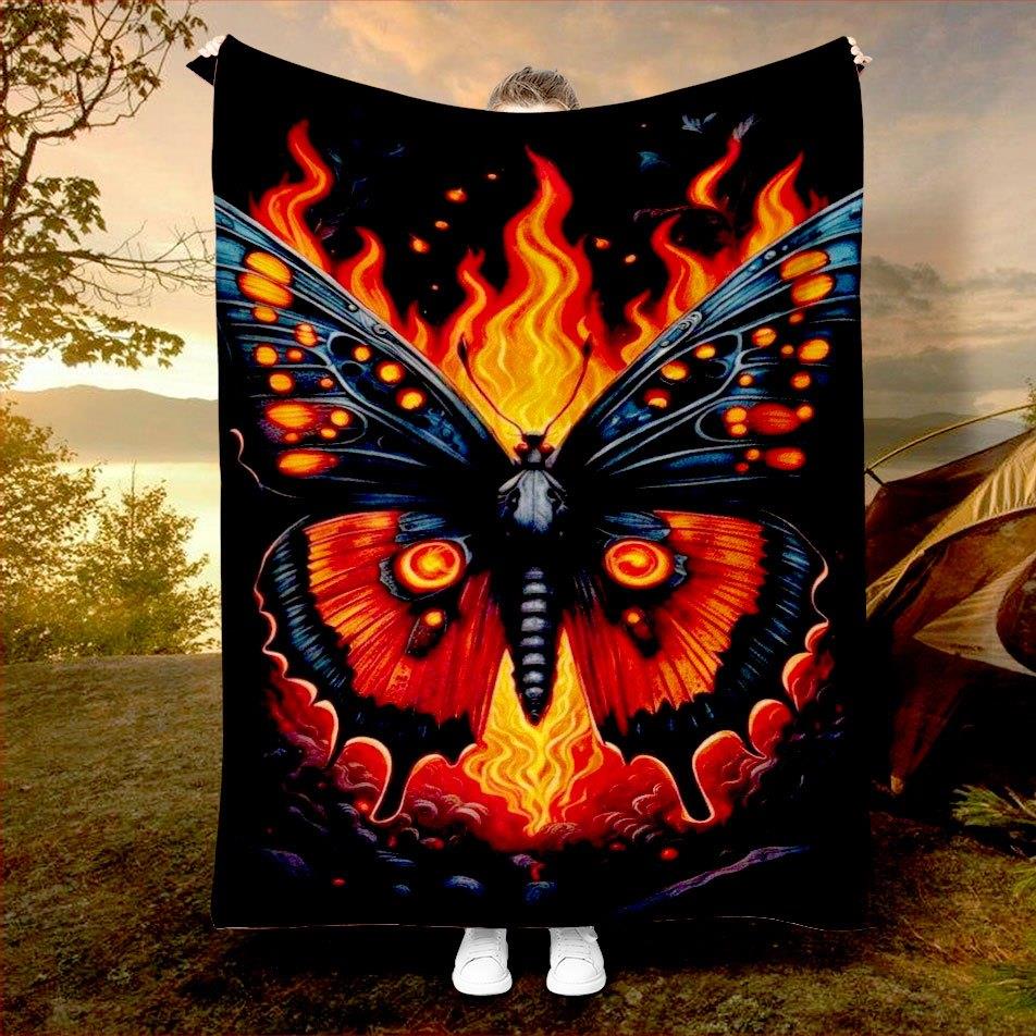 

Elegant and retro butterfly pattern Flannel printed blanket suitable for all seasons suitable for living room office sofa travel 75x100cm
