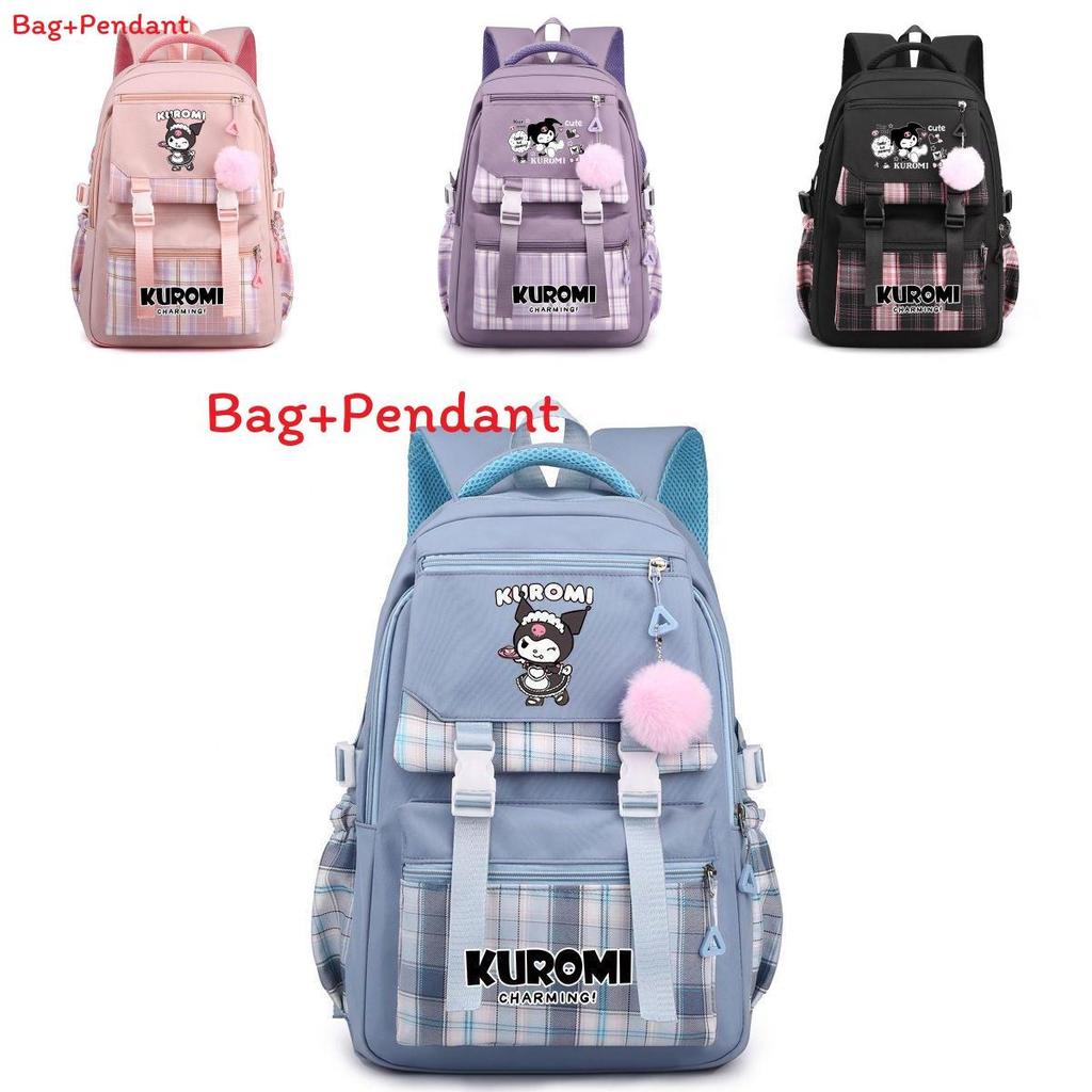 Zaino Ragazza Kuromi Borsa Scolastica in Nylon Con Stampe Per Studenti delle Scuole Medie