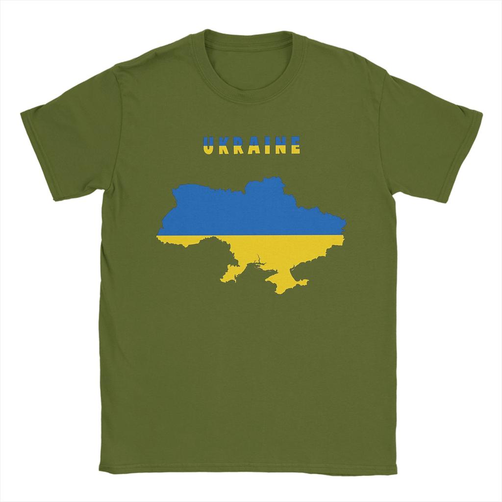 Ukrainian Flag Inside Map Of Ukraine Pure Cotton T Shirt For Men Beach Funny TShirts ONeck Tees Oversize Dropshipping Clothes