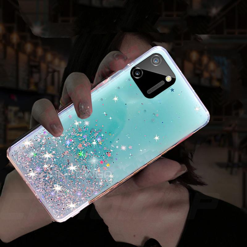 Mode Glitter Stars Soft Cases für OPPO Realme C11 C12 C15 C7 7 X7 7i 6 5 Pro X50 Reno 3 4 Pro 5G A15 A72 A73 A52 A53 A93 A72 A92 Silikon TPU Abdeckung