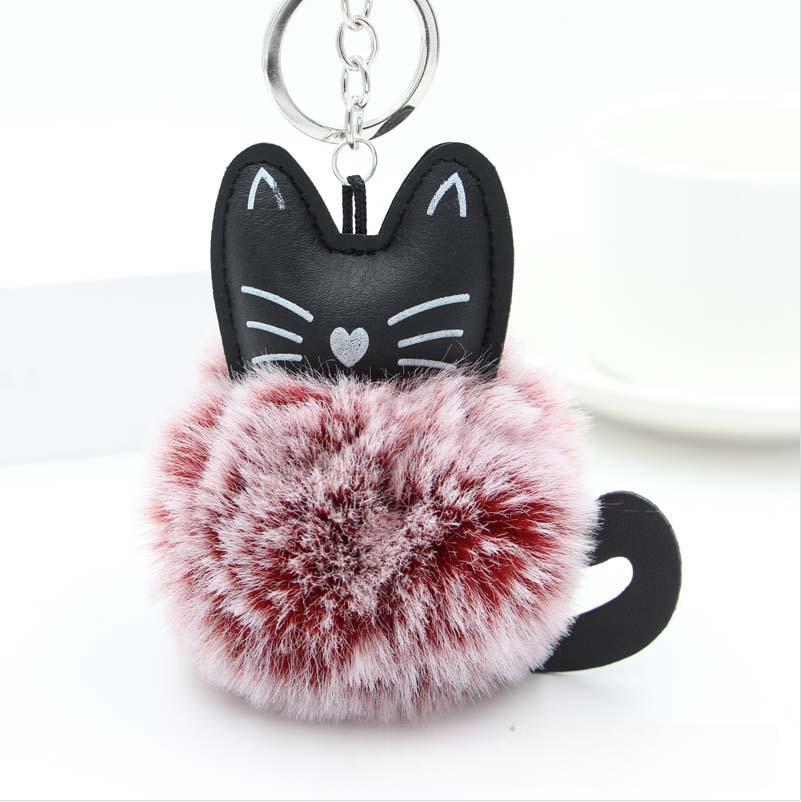 Cute Fur Ball Cat Soft Pompom Animal Tail Hair Ball Car Ladies Car Bag Accessories Mom Gift Bag Charm