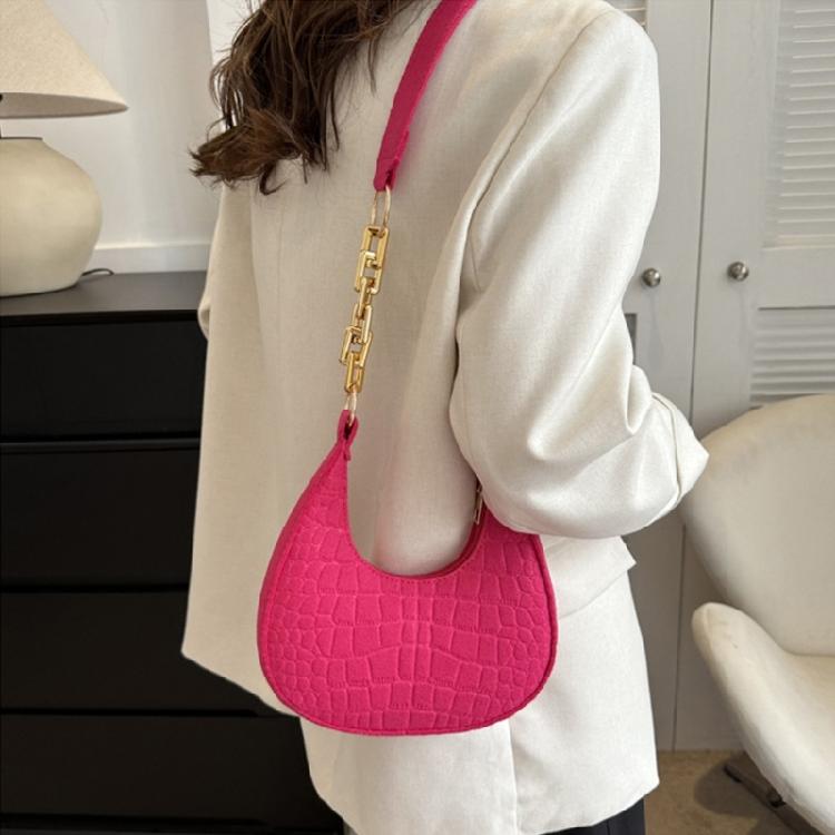 Sophisticated Shoulder Bag Felt Handbag Crossbody Bag with Chain Strap for Women