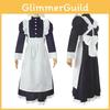 Long British Style Maid Outfit Men Women Lace Cosplay Dress Halloween Costume